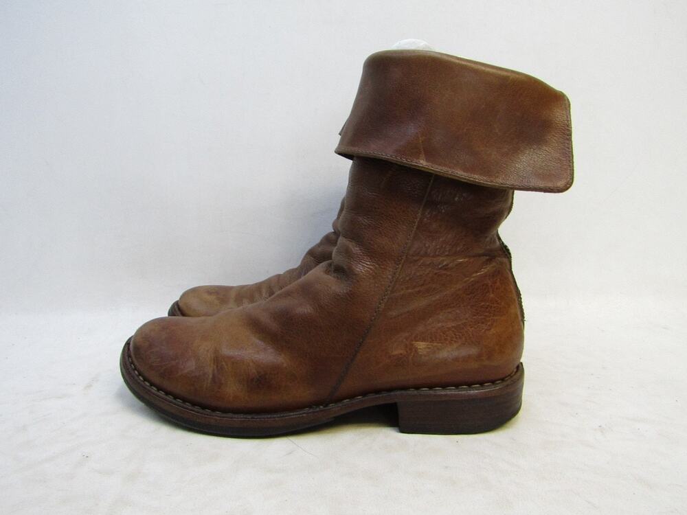 Fiorentini + Baker Womens Size 37.5 EUR Brown Leather Zip 7" Shaft Boots